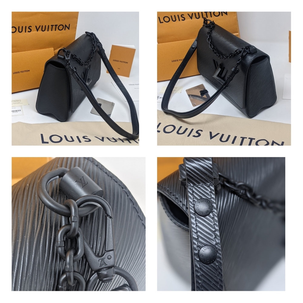 🚨Sale 🦄🎉HP🎉Louis Vuitton All Matte Black Twist MM Shoulder bag💕Rare! - Picture 13 of 16